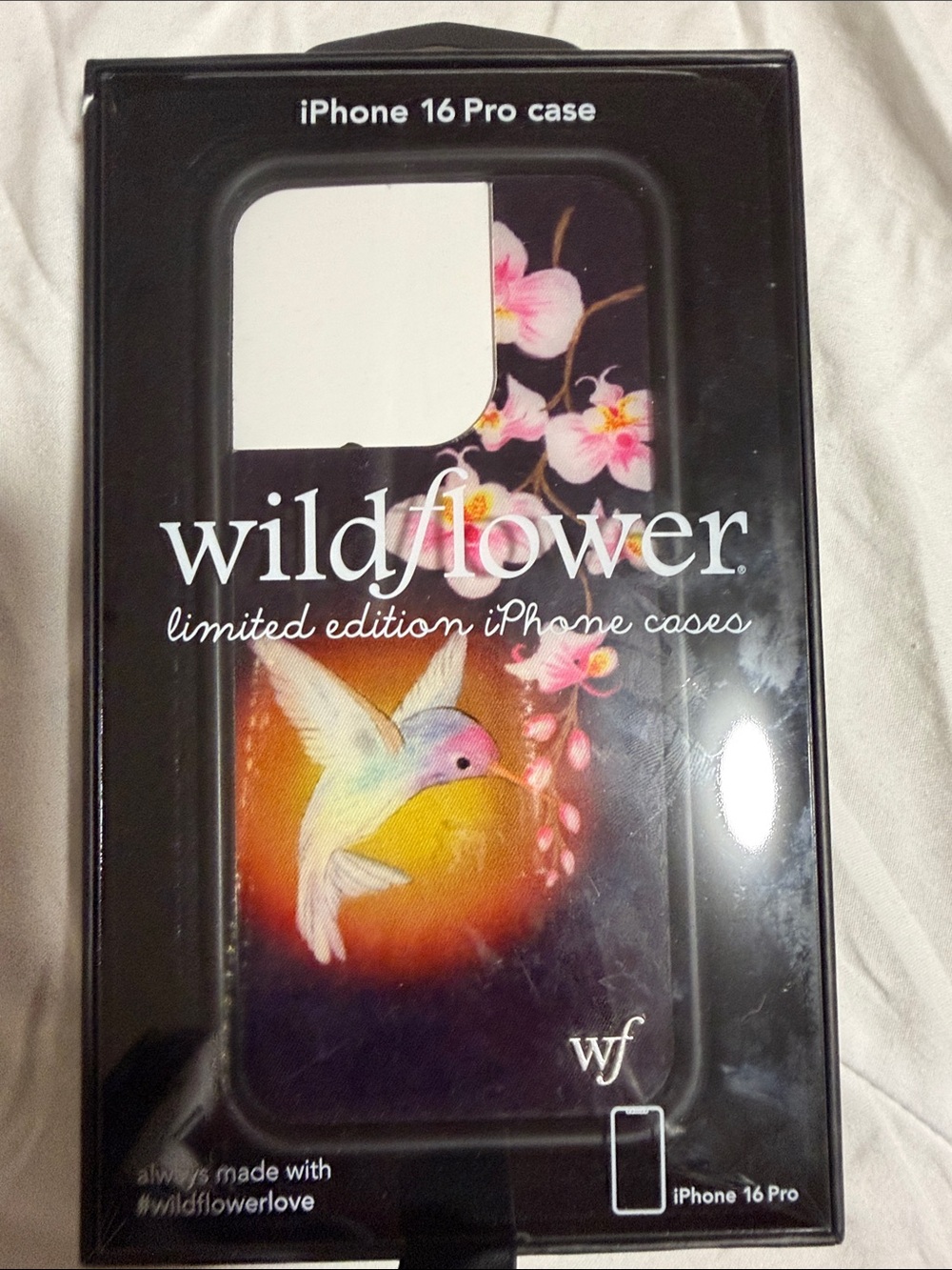 Wildflower Hummingbird Floral iPhone Case - Black with Pink Accents